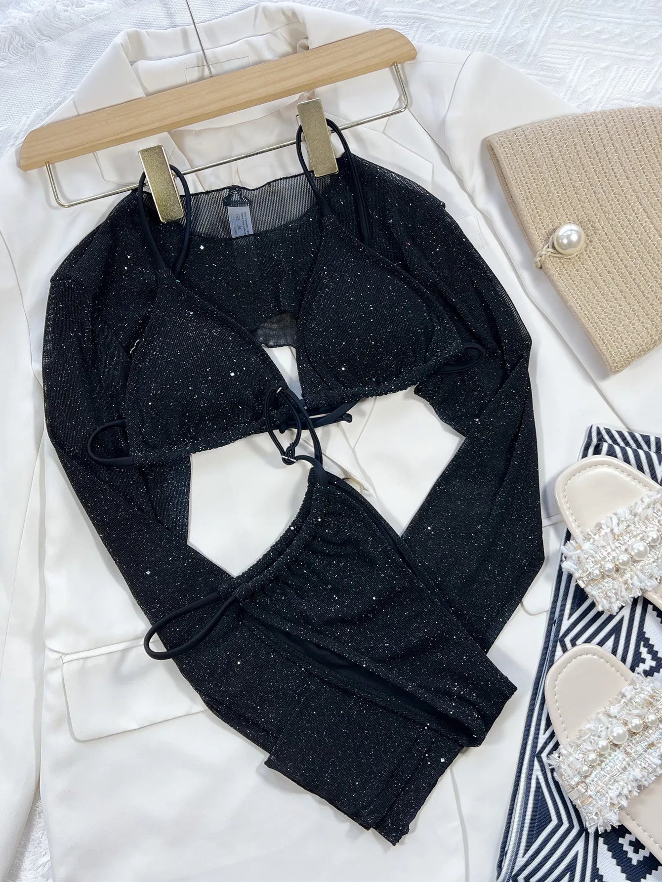 Midnight Fantasy 3-Piece Glitter Bikini Set