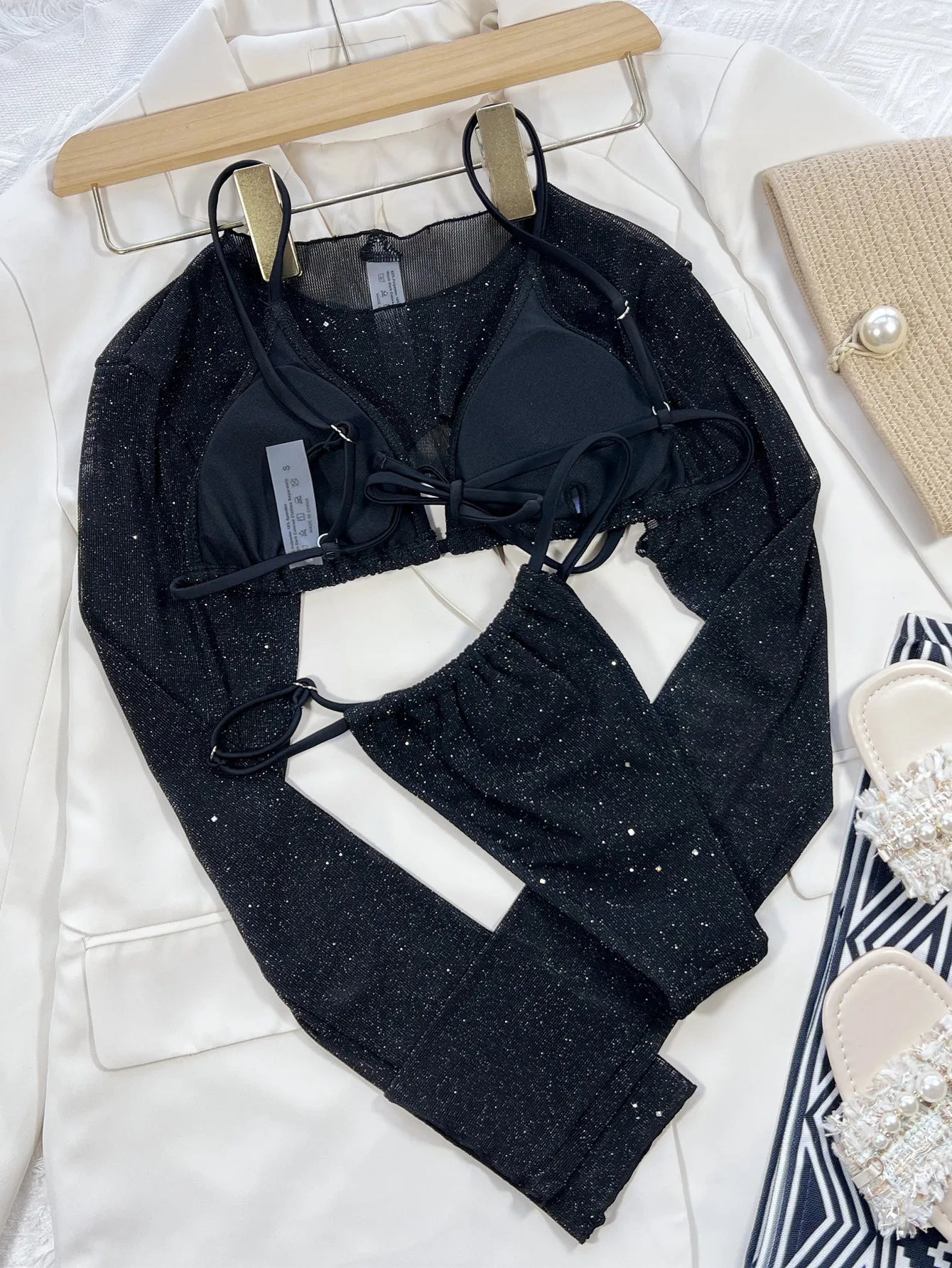 Midnight Fantasy 3-Piece Glitter Bikini Set