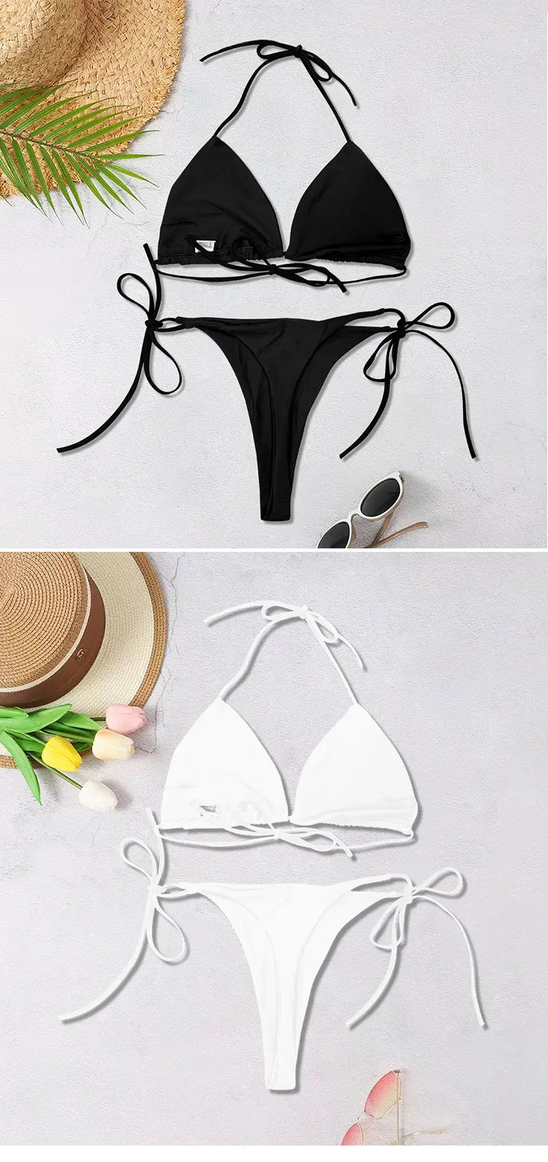 2 Piece Black thong Bikini