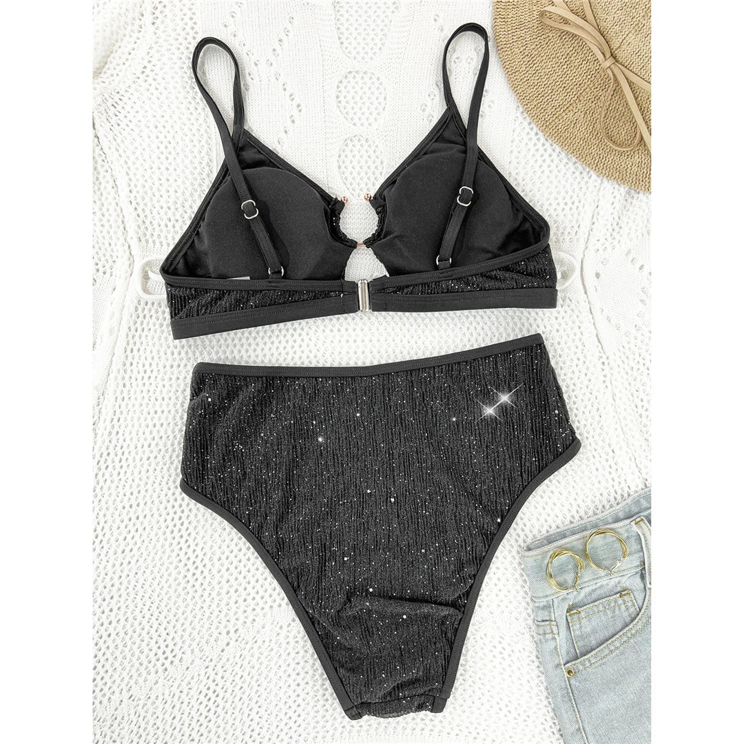 Celestial Sparkle High-Waist Lingerie Set