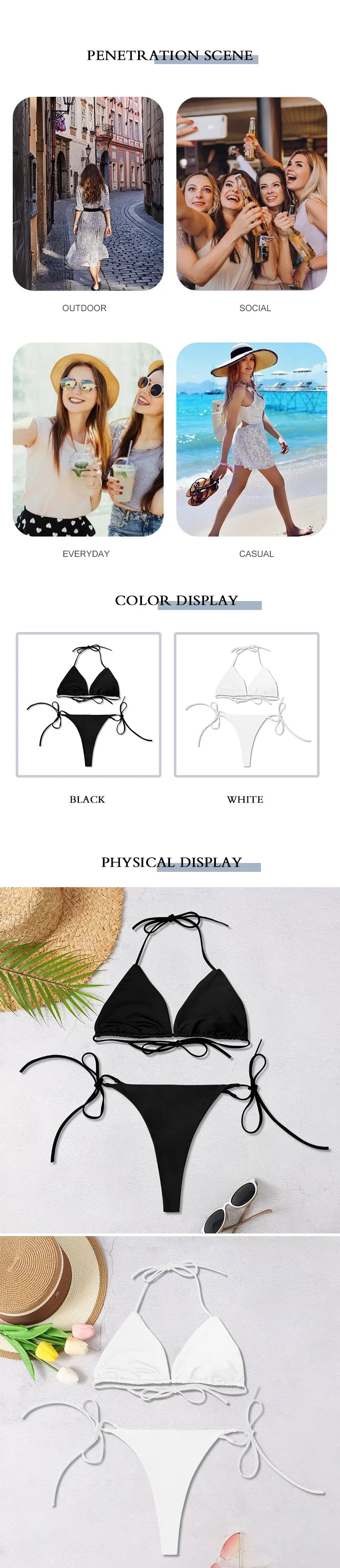 2 Piece Black thong Bikini