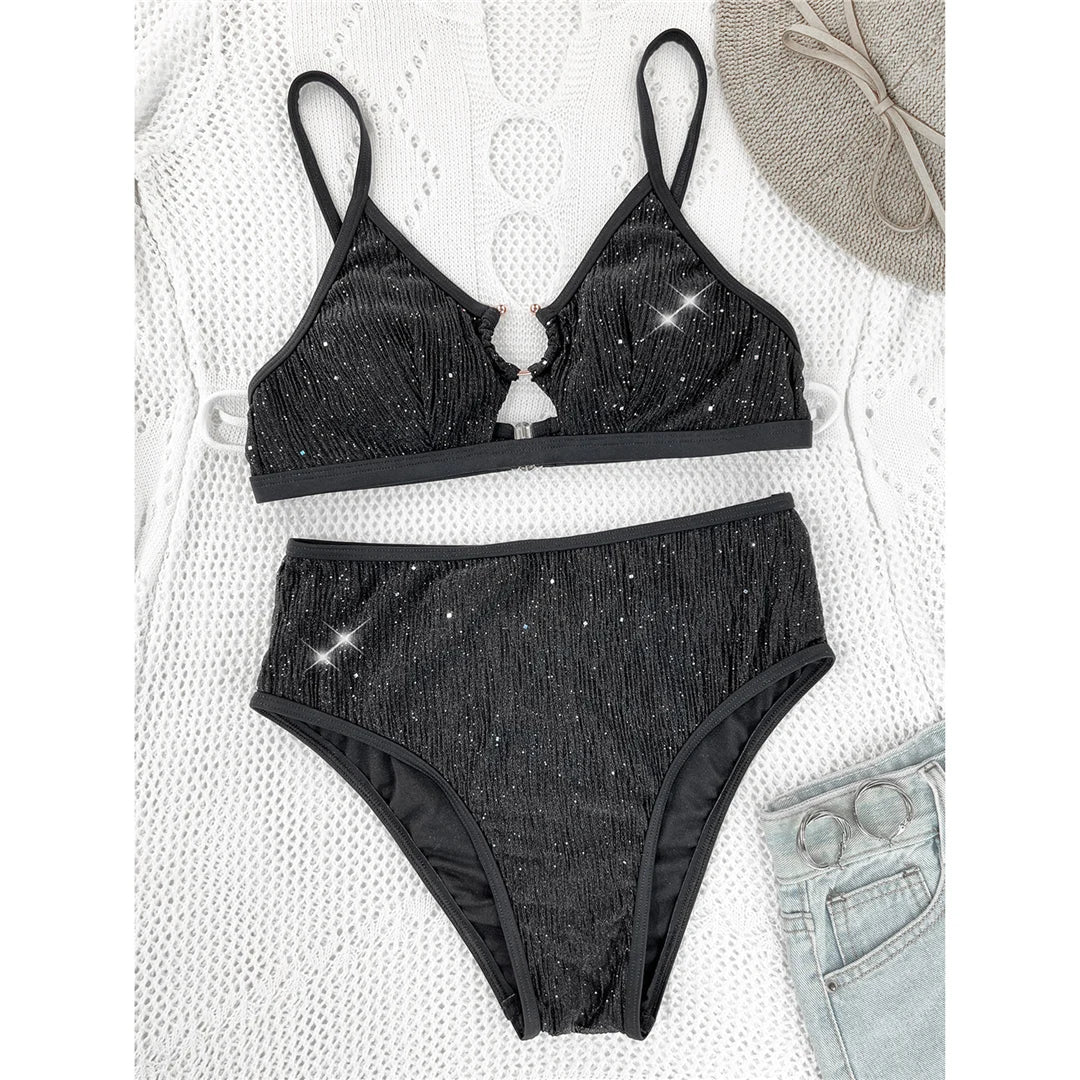Celestial Sparkle High-Waist Lingerie Set