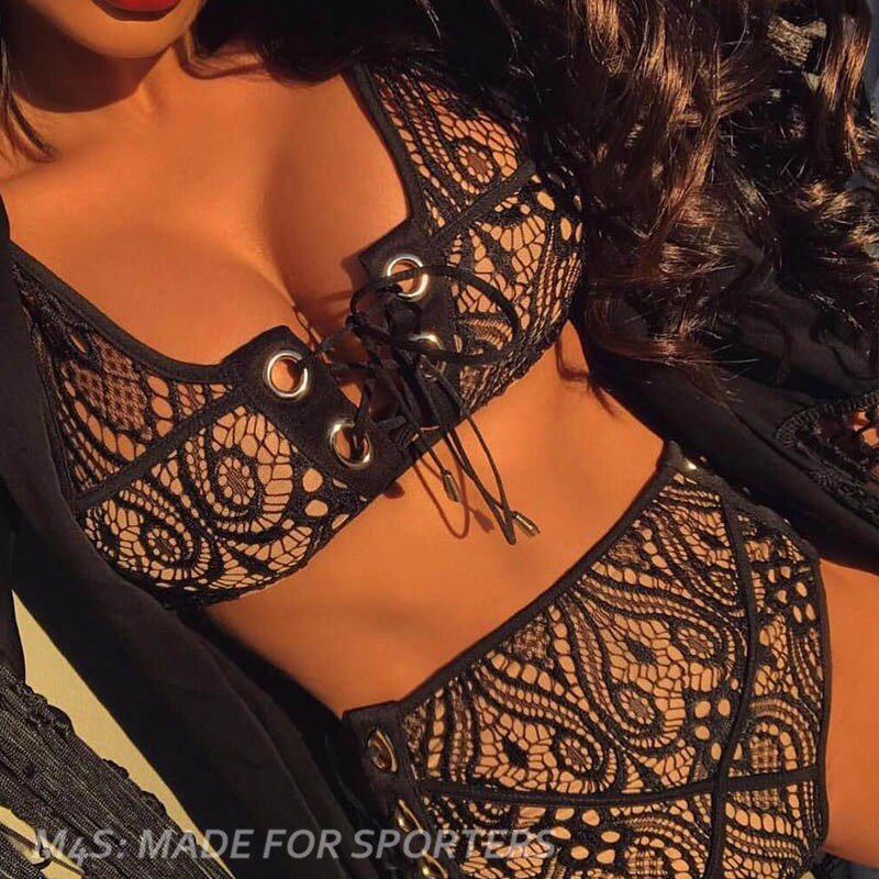 Bikini Set Lace High Waist Bandage