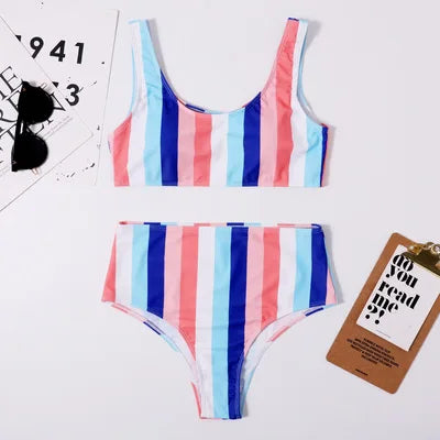 Sunset Stripe Retro Bikini Set