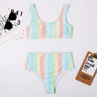 Sunset Stripe Retro Bikini Set
