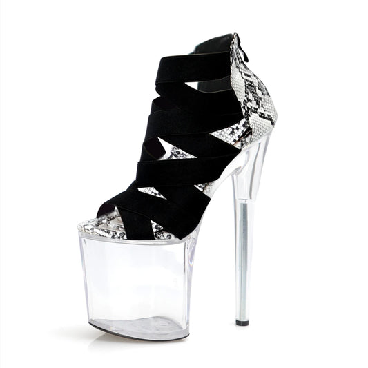 "IM NOT A STRIPPER" 8 INCH PEEP TOE SANDALS