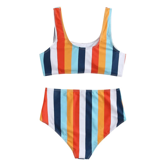 Sunset Stripe Retro Bikini Set
