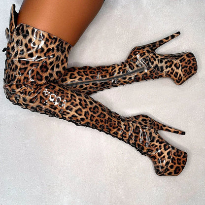 "COUGAR" 8" LEOPARD KNEE-HIGH BOOTS