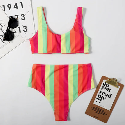 Sunset Stripe Retro Bikini Set