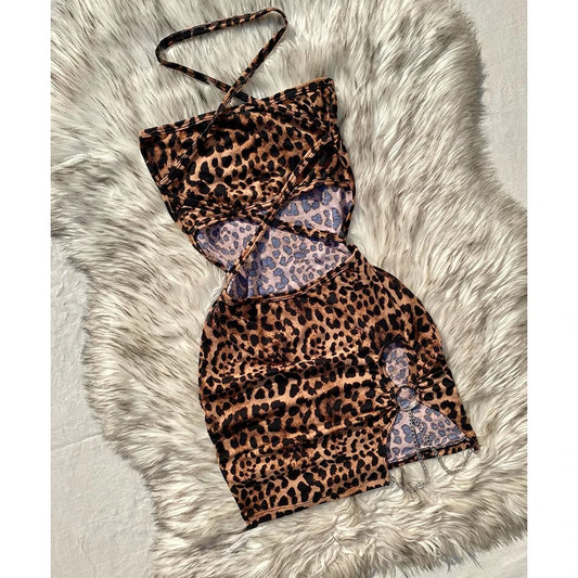 Leopard Print Mini Strapless Dress