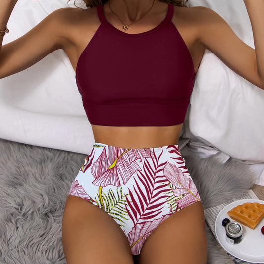 Tropical High Waist Bikini Set