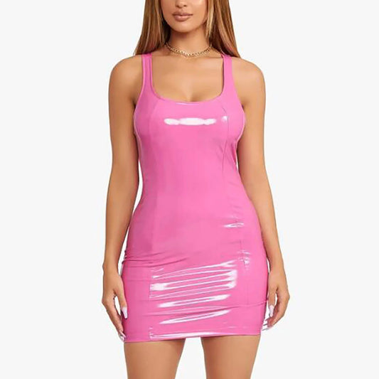 Sleeveless Leather Mini Dress