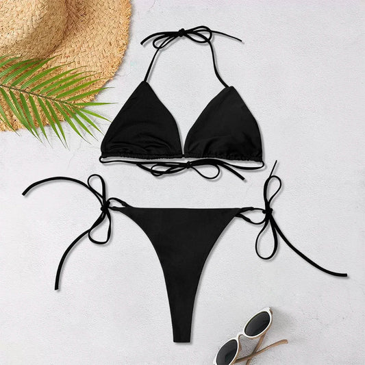 2 Piece Black thong Bikini