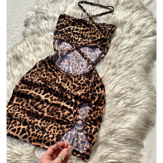Leopard Print Mini Strapless Dress